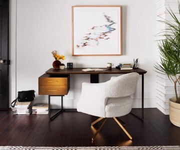 Contemporary white plush desk chair